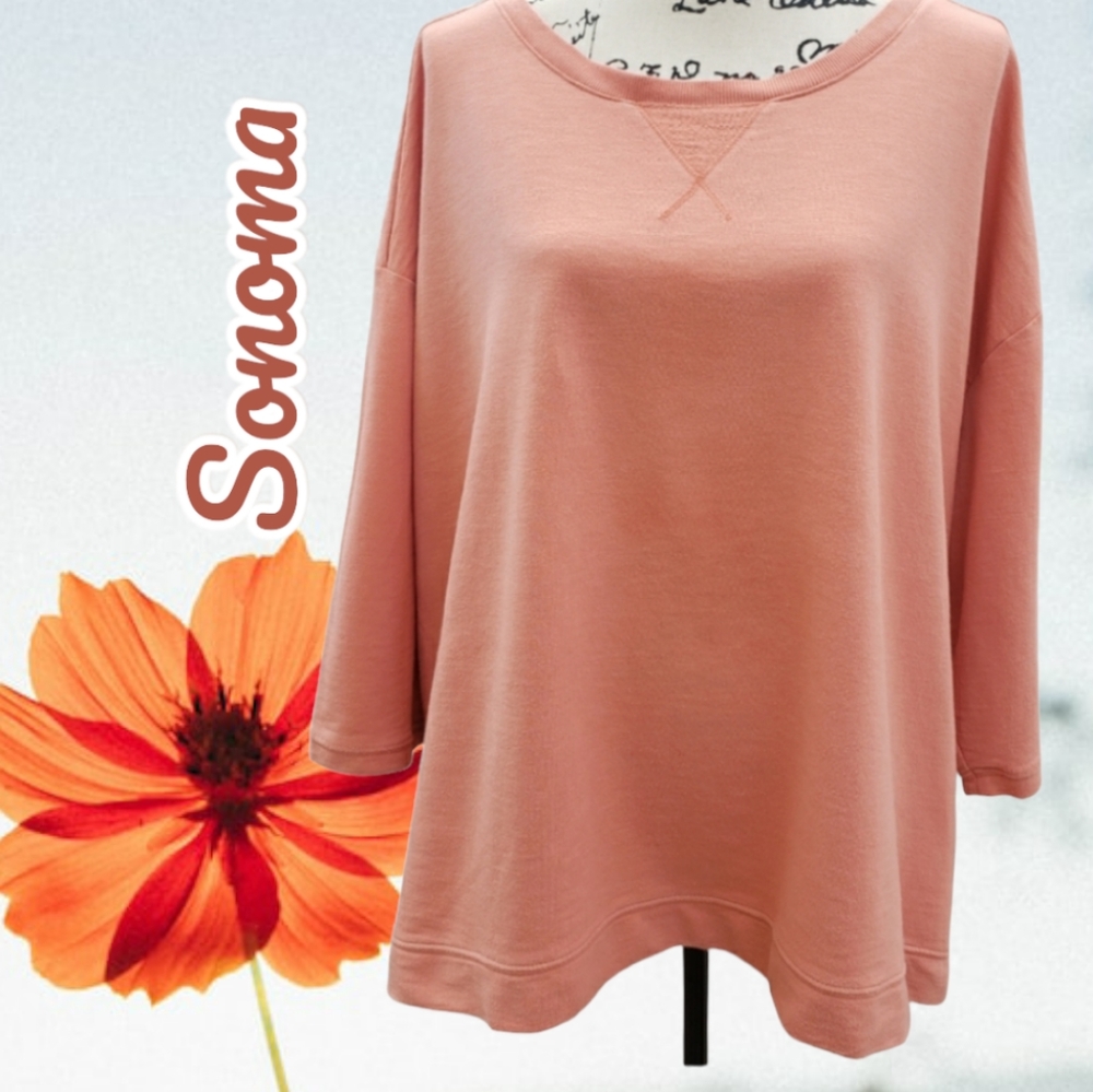 Sonoma 3/4 sleeve peach sweatshirt
